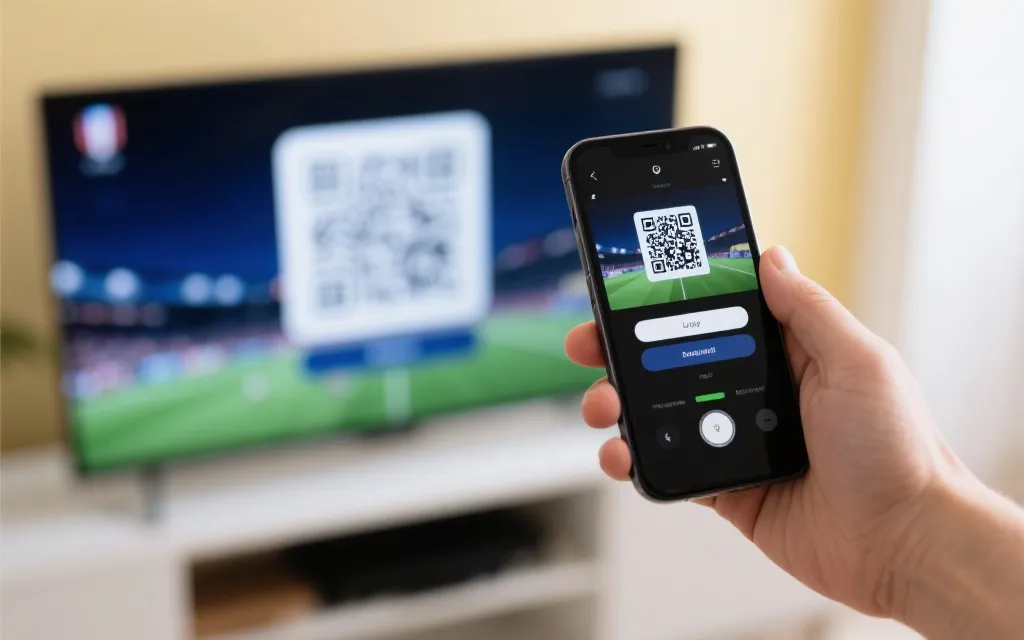 手机扫码登录电视端直播的画面，界面简洁，操作直观