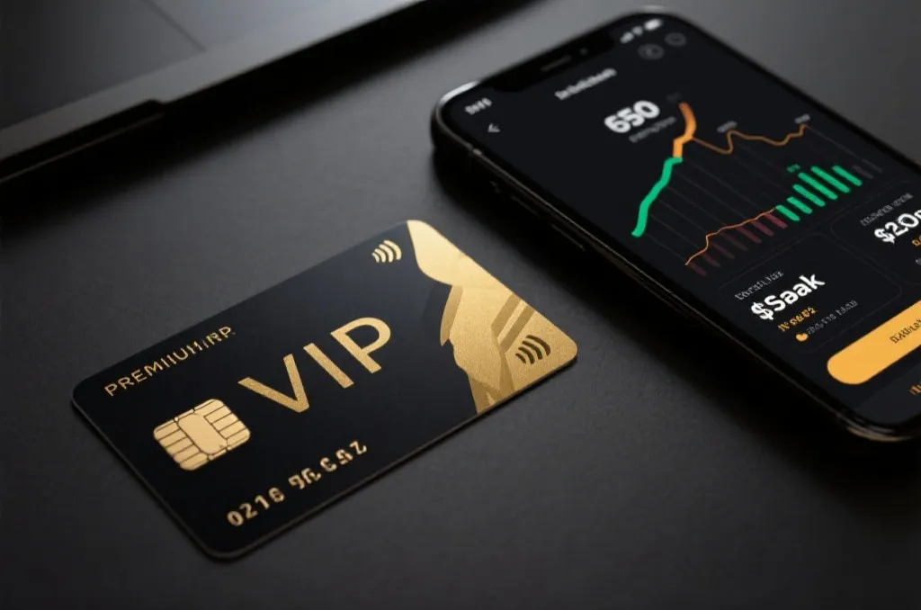 高端VIP黑金卡与智能手机上的体育数据